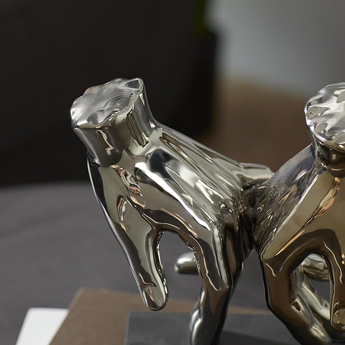 Deco 79 Polystone Hands Decorative Sculpture Home Decor Statue, Accent Figurine 7" x 4" x 8", Silver-Ruum Studio Home