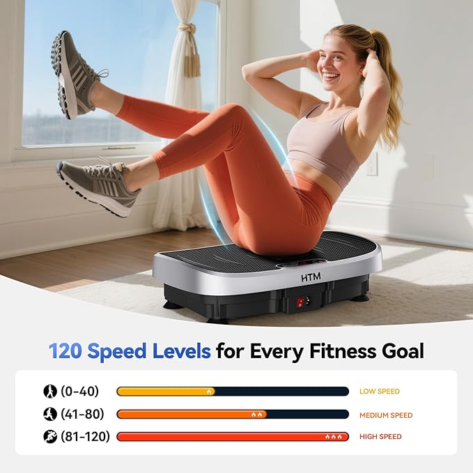 Vibration Plate Exercise Machine - 330lbs Weight Capacity, 120 Speed Levels, 5 Program Modes - Full Body Workout for Home Fitness, Toning & Wellness, LED Display, Low Noise Motor-Ruum Studio Home