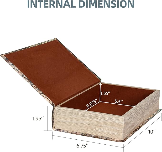 Vintage Style Wooden Decorative Book Box - Faux Leather, Christian Cross Pattern, Gift Idea-Ruum Studio Home