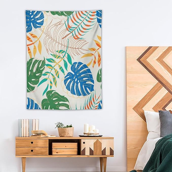 ICMOLYYENLO Tropical Green Plant Tapestry, Green Palm Leaves Natural Landscape Print Wall Tapestry for Bedroom Living Room Dormitory 60x60 Inch-Ruum Studio Home