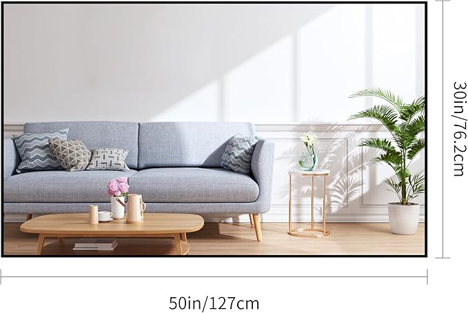 Black Bathroom Mirror for Wall, 30x50 Inch Rectangle Mirrors with Metal Frame, Modern Vanity Wall Mirror Decor for Bathroom Living Room, Entryway Hangs Horizontal or Vertical-Ruum Studio Home