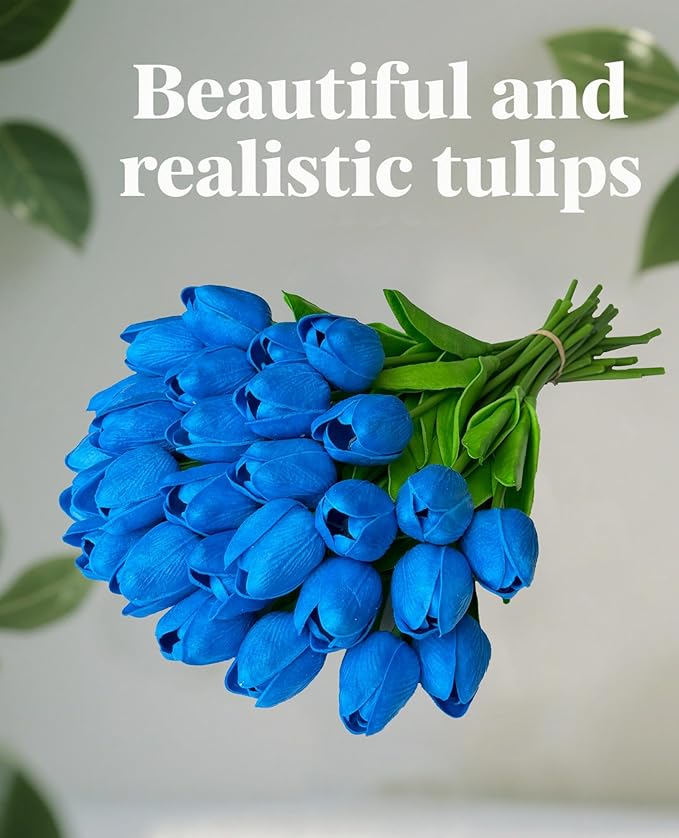 Artificial Tulips Flowers Long Stem Faux Tulips 15PCS Real Touch Fake Tulip for Vase Farmhouse Kitchen Spring & Wedding Home Decor-Ruum Studio Home