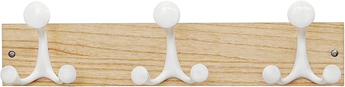 SKOLOO 17-Inch Natural Wood Coat Rack Wall Mount with 3 Triple Hooks - Ideal for Family Entrances, Classrooms, and Pet Supplies Storage - Perfect Coat Hooks for Wall-Ruum Studio Home
