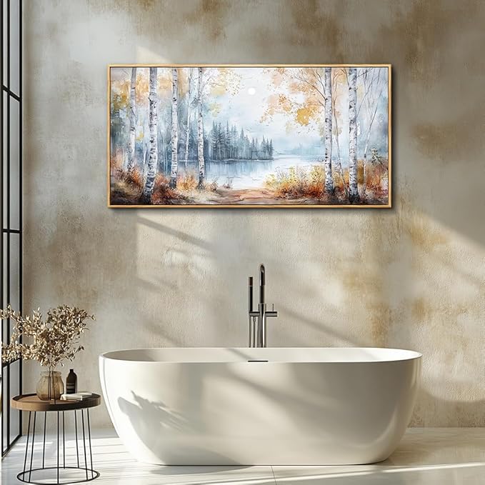 PHAOHUAXM Canvas Wall Art For Living Room Wall Decoration For Bedroom Office Decoration Trees Forest Landscape Painting Lake view Mural Modern Aesthetic Room Home Decor Artwork Wood Framed 20x40 In-Ruum Studio Home