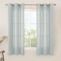 LAMIT Sheer Linen Curtains 63 inches Long for Bedroom, Bronze Grommet Linen Drapes Light Filtering Semi Sheer Curtains for Small Window/Kitchen, 2 Panels, 34 x 63 Inch, Greyish Blue-Ruum Studio Home