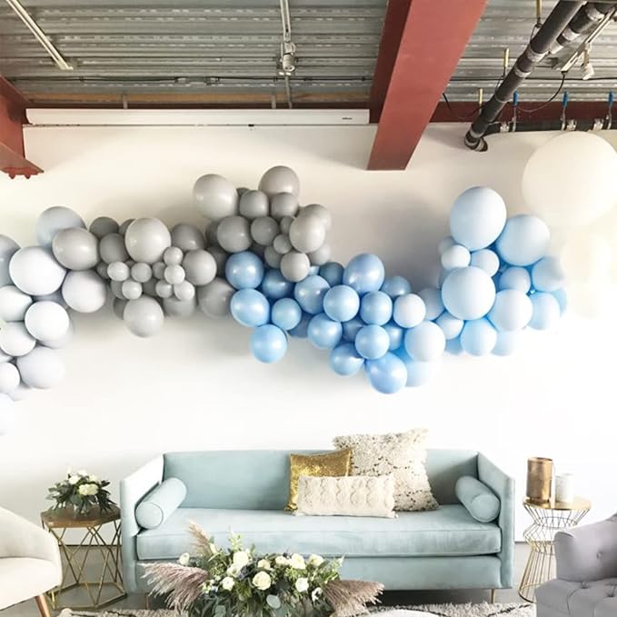 130pcs Gray Balloons Different Sizes 18" 12" 10" 5" Pastel Gray Balloons for Boys Girls Birthday Baby Shower Gender Reveal Wedding Decorations-Ruum Studio Home