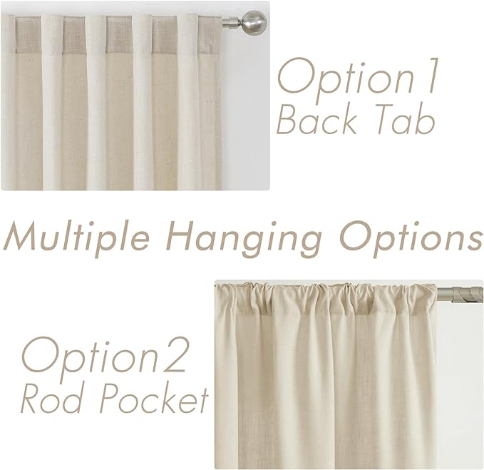 Joydeco Linen Curtains, 90 Inch Length, 2 Panels Set for Living Room, Light Filtering-Ruum Studio Home