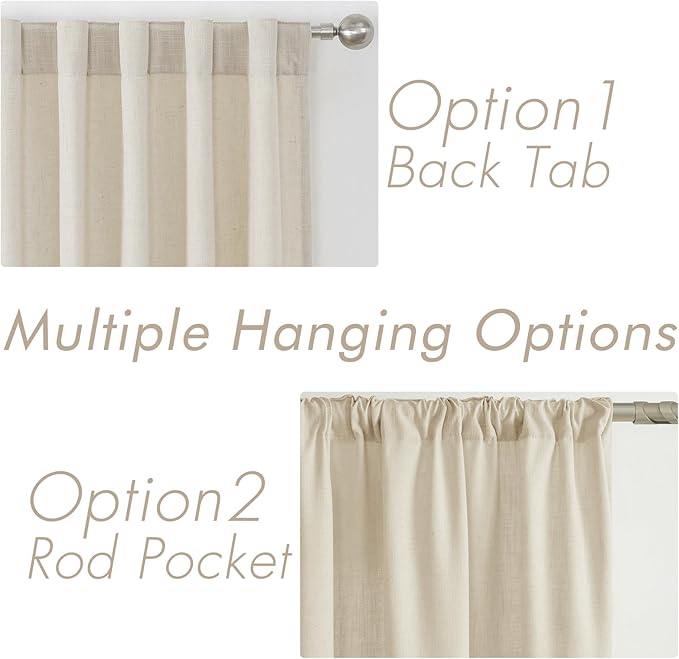 Joydeco Linen Curtains - 108 Inch Length, 2 Panels Set for Living Room, Light Filtering (W52 x L108 Inch, Pistachio Shell)-Ruum Studio Home
