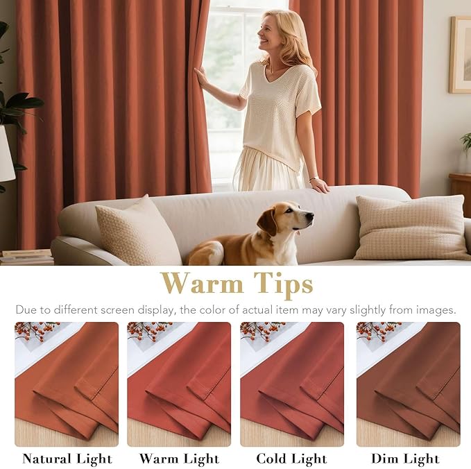 H.VERSAILTEX Blackout Curtains for Bedroom Thermal Insulated Room Darkening Living Room Curtains 63 Inch Long Grommet Privacy Protection Window Curtain Panels/Drapes for Nursery,2 Panels,Orange-Ruum Studio Home
