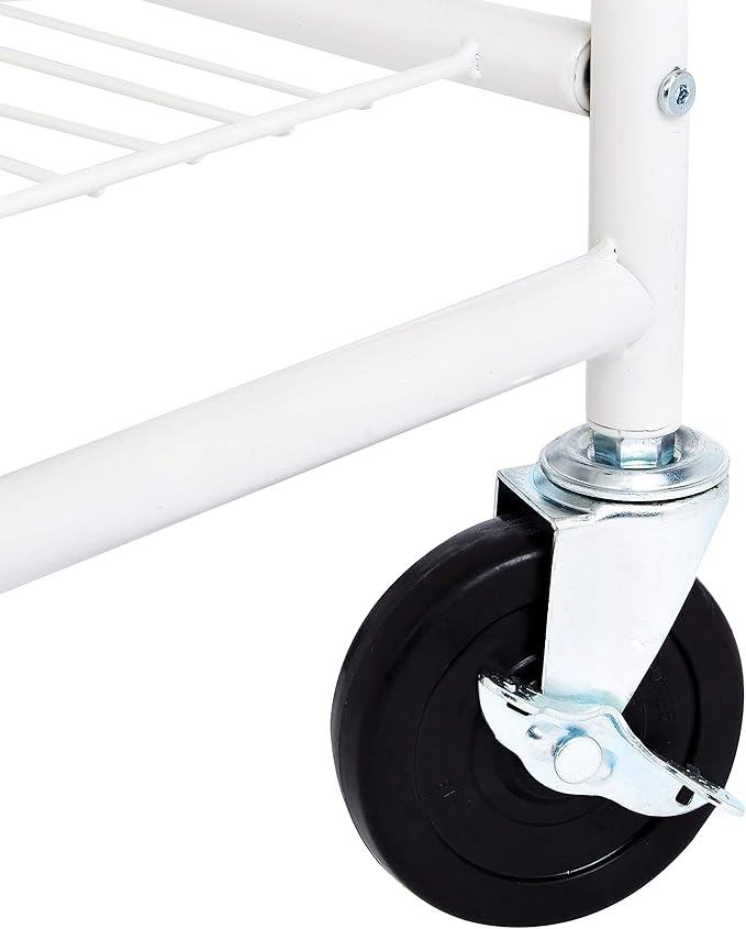 Amazon Basics Rectangular Laundry Hamper Basket Butler Cart with Wheels and Hanging Rack, White-Ruum Studio Home