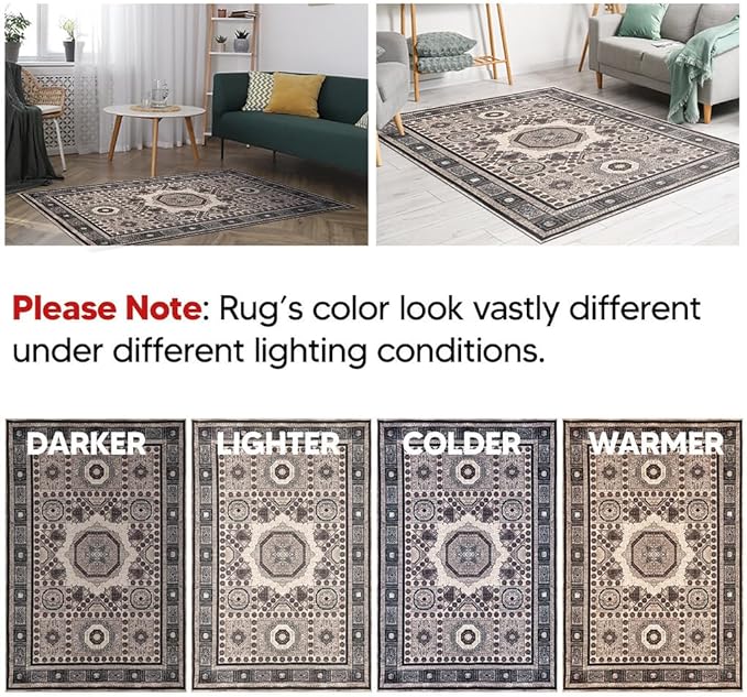 Keen Home Design 2x3 Rug - Machine Washable Entry Rug with Non-Slip Backing, Ideal for Enteryway, Kitchen, Bathroom, Laundry Room - Vintage, Easy Clean, Durable, Low Pile Rug - (2' x 3')-Ruum Studio Home