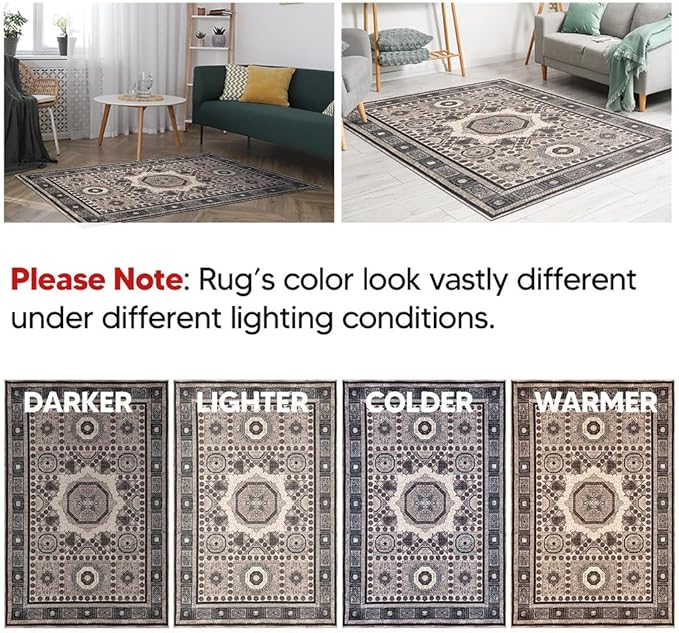 Keen Home Design 2x12 Rug - Machine Washable Runner Rug with Non-Slip Backing, Ideal for Hallway, Entryway, Kitchen, Laundry Room - Vintage, Easy Clean, Durable, Low Pile - (2'6" x 12')-Ruum Studio Home
