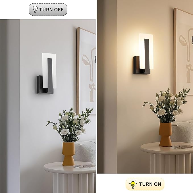 Joosenhouse Modern LED Wall Sconces Up and Down Wall Mount Light Black 3000K Warm White Wall Lights Set of 2, Indoor Wall Lighting for Hallways, Bedrooms, Hallways, Living Room Indoor Wall Lights-Ruum Studio Home