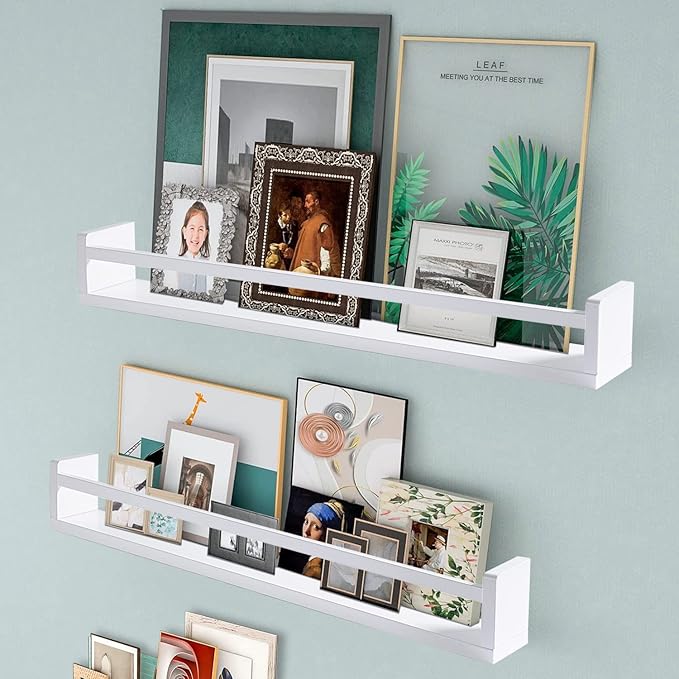 AZSKY Classic Nursery Book Shelves White Wall Book Shelves Kids Bookshelf for Bedroom Bathroom Décor Wall Ledge Shelves 36 in Hanging Shelves a Set of 3-Ruum Studio Home