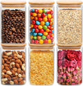 ComSaf 1.2 QT Glass Storage Containers with Lids, Glass Jars with Lids, Clear Food Jar, Square Canister Set of 6, Pantry Organizers and Storage for Cookie Flour Oat Pasta Tea Coffee Bean-Ruum Studio Home