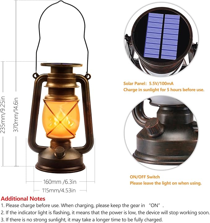 Solar Powered LED Lanterns Decorative Outdoor,2 Pack Bronze Vintage Lanterns with Dancing Flame,Waterproof Solar Hanging Lights for Camping Patio Garden Yard Pathway Decor-Ruum Studio Home