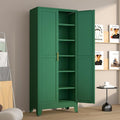 Metal Pantry Cabinet with 2 Doors and 5 Adjustable Shelves, 75" Kitchen Storage Cabinet with Gold Handles, Versatile Storage for Laundry, Living, Bathroom, Dining, Utility Room - Green-Ruum Studio Home