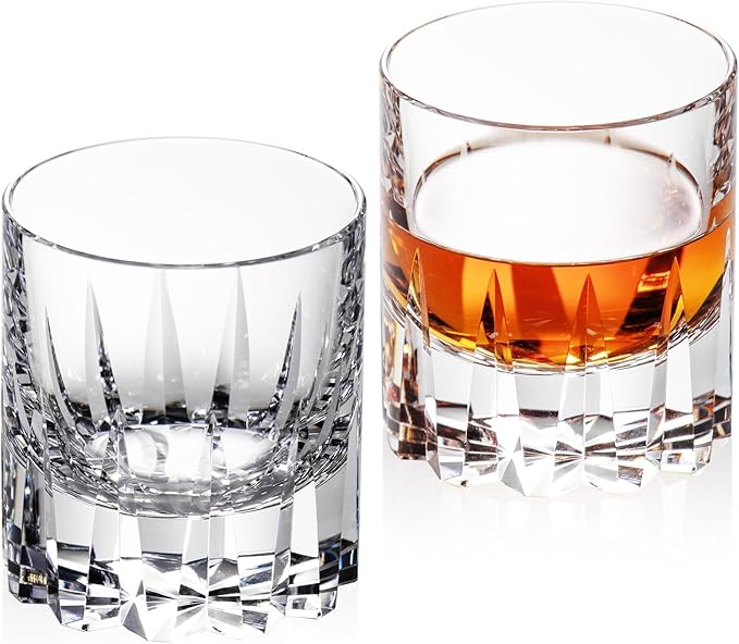KAMMAK Crystal Whiskey Glasses Set of 2, Handcrafted 7.78oz Old Fashioned Glasses Stemless, Luxury Hand Blown Cocktail Glasses, Scotch Cup for Women, Men Gift for Bourbon Barware, Home Bar-Ruum Studio Home