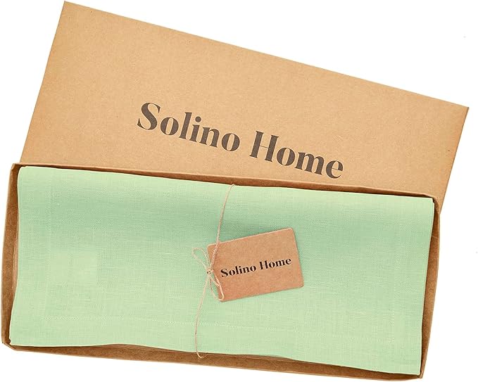Solino Home Linen Table Runner 72 Inches Long - 100% Pure Linen Pastel Green Table Runner 14 x 72 Inch - Fete-Ruum Studio Home