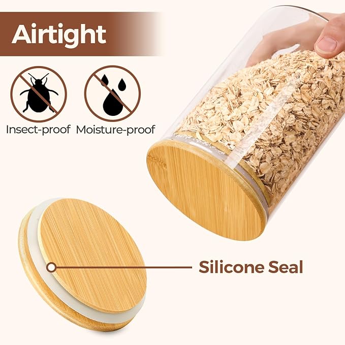 ComSaf 0.5 Qt Glass Food Storage Jars Set of 9, Clear Glass Storage Containers with Lids, Pantry Organization Jar, Spice, Salt, Blooming Tea, Coffee, Oat and Sugar Container, Small jar Set for Kitchen-Ruum Studio Home