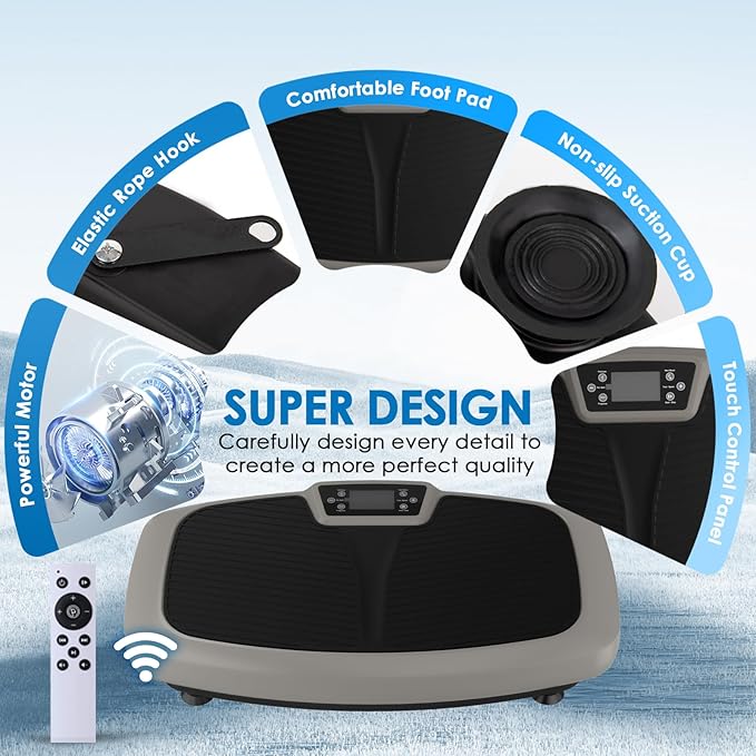 Vibration Plate Exercise Machine - Whole Body Workout Vibration Platform Lymphatic Drainage Machine for Weight Loss Home Fitness with Resistance Bands Remote-Ruum Studio Home