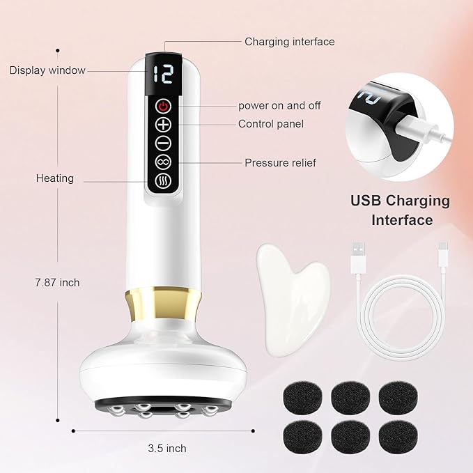 Electric Handheld Cellulite Massager with 12 Suction Modes, Cellulite Remover Tool for Legs, Belly, Thighs, Arms, Butt- Birthday, Christmas, Mothers Day, Valentines Day Gifts for Her Women (White)-Ruum Studio Home
