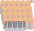 Aignis 24pcs Flameless LED Candles Battery Operated with 10-Key Remote Timer, Outdoor Waterproof Electric Lights, Warm Flickering Glow for Cozy Home/Wedding/Holiday Décor (D2.2'' x H4''/5''/6''/7'')-Ruum Studio Home