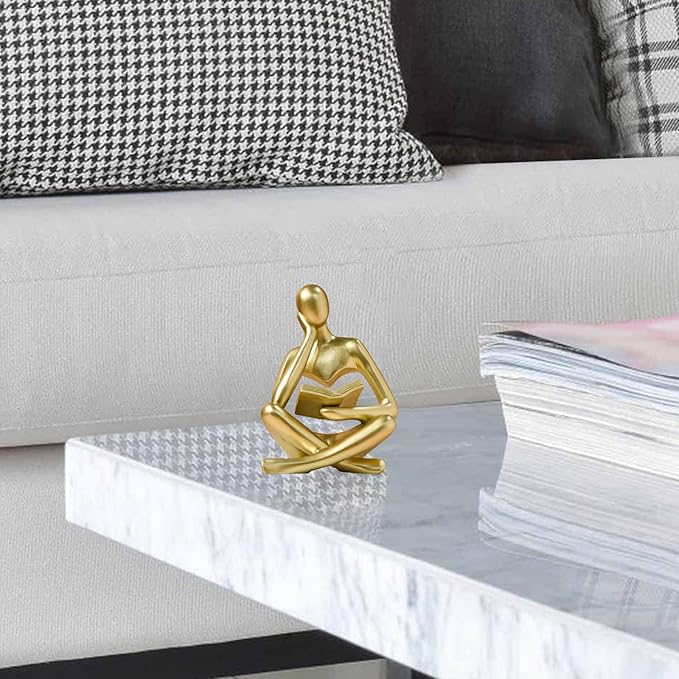 Bookshelf Decor Thinker Statue - Abstract Style Thinker Sculptures Modern Aesthetic Figurine Decoration Statues for Home Decor-Zuo Si-Gold-Ruum Studio Home