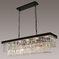 Crystal Chandeliers for Dining Room Light Fixtures Over Table，15-Lights Black Modern Rectangle Chandeliers for Kitchen Island Bar L40 Inch-Ruum Studio Home