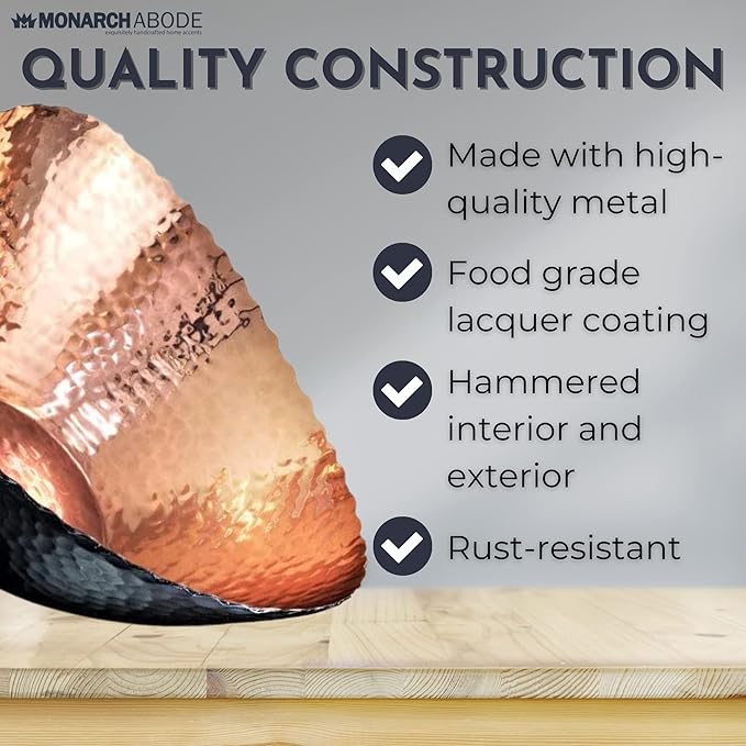 Monarch Abode Hand Hammered Decorative Bowl for Home Decor, 7.5-Inch White and Copper Plated – Key Bowl for Entryway Table, Catch All, Decorative Fruit Basin, Key Holder, Bowls for Home Decor-Ruum Studio Home