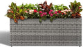 LEWIS&WAYNE Large Rectangular Block Planter Box Handmade Wicker Tall Planters for Outdoor Plants with Removable Liners Modern Planter for Indoor Outdoor Patio Deck - Gray, 36''x12''x16''-Ruum Studio Home