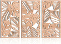 IARTTOP Leaf Wood Tropical Wall Art 15.9X32 Inch Carved Palm Leaves Wall Decor Coastal Monstera Plant Wall Sculptures for Living room Bedroom Set of 3-Ruum Studio Home