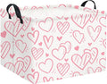 HIYAGON Rectangular Pink Basket Kids Baby Storage Bin Toy Basket Organizer Box for Girls Love Room Decor(Pink Striped Heart)-Ruum Studio Home