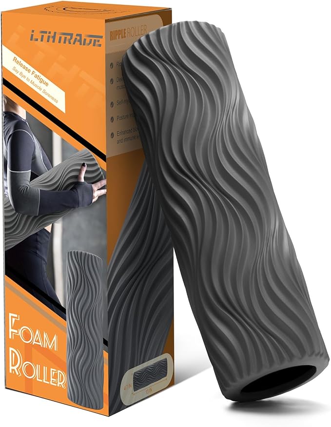 Foam Roller, Deep Tissue Massage Muscle Roller Back Roller Foam with Wave Texture - Back Pain Relief & Physical Therapy, Fitness Foam Roller for Pilates, Yoga (Grey)-Ruum Studio Home