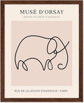 Poster Master Vintage Poster - Retro One Line Elephant Drawing Print - Elephant Art - Minimal Gift for Men, Women, Animal Lover - Abstract Wall Decor for Home, Office, 16x20 Brown Framed-Ruum Studio Home