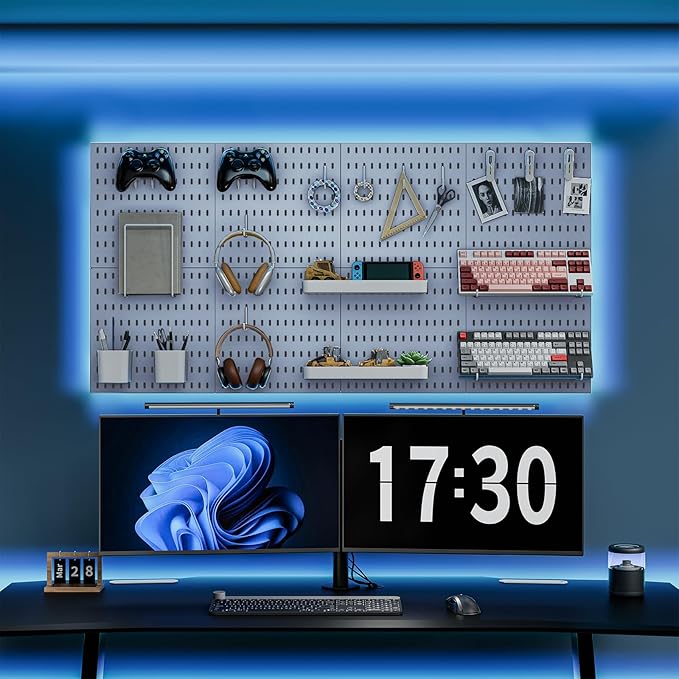 Pegboard Combination Kit, 25.2" x 25.2" Wall Mounted Storage Set with 4 Pegboards & 20 Accessories Hanging, Peg Boards Organizer-Ruum Studio Home