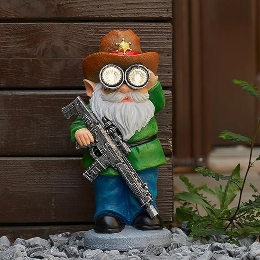 Funny Garden Gnomes Statue Outdoor Decor, Solar Telescope Gnome Decorations for Yard, Lawn, Patio, Porch, Fathers Day Birthday Housewaming Gifts for Dad, Men, Husband, 10.6 Inch, Resin-Ruum Studio Home