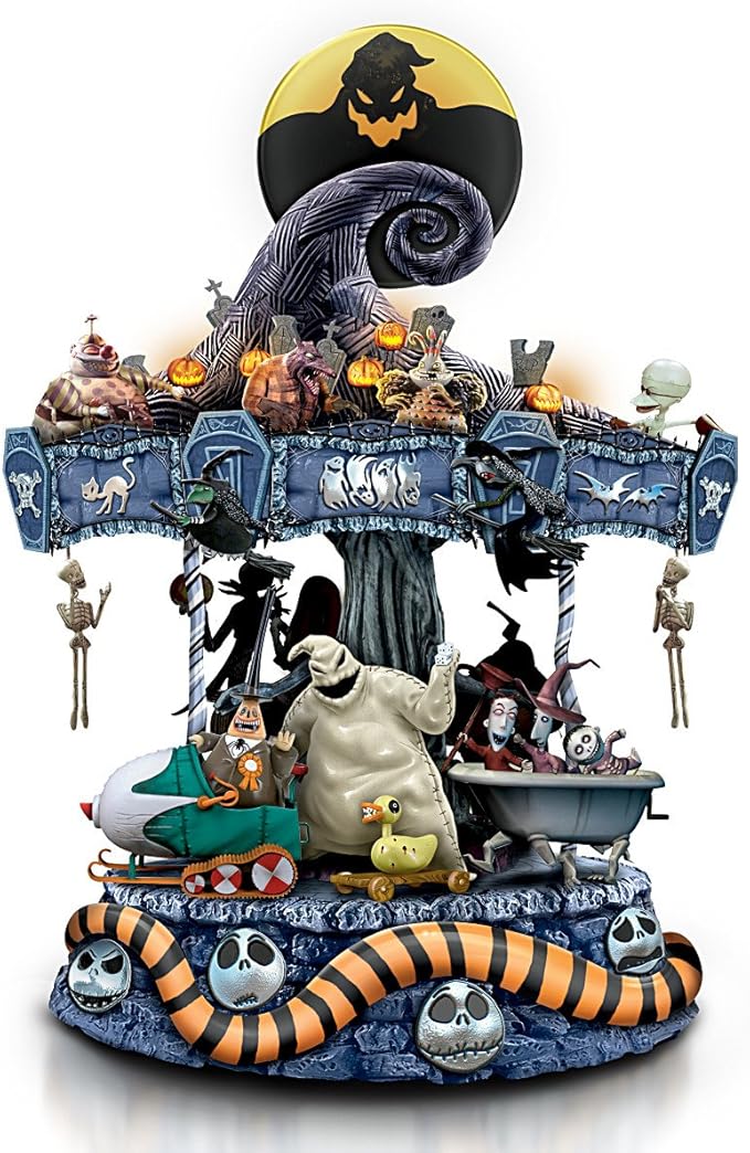 Tim Burton's The Nightmare Before Christmas Rotating Musical Carousel Sculpture: Lights Up-Ruum Studio Home