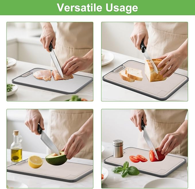 2IN1 Titanium Cutting Boards for Kitchen,Metal Cutting Boards With Pure Titanium and Wheat Straw PP,Double Sided Chopping Board with Juice Groove Dishwasher Safe Easy to Clean Non Toxic 15"X10"-Ruum Studio Home