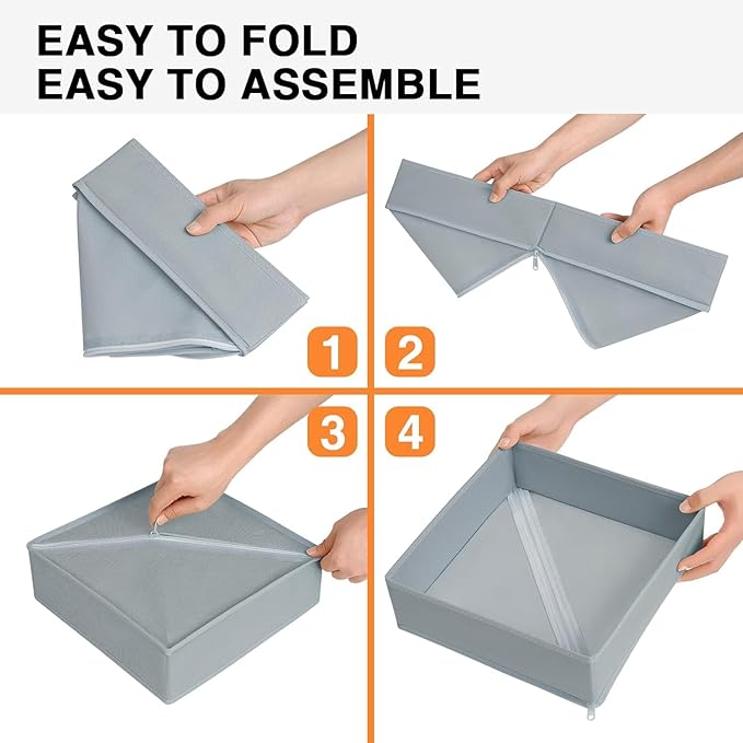 DIMJ Drawer Organizer Clothes 18 Pack - Foldable Baby Organizers and Storage & Dresser Organizer for Bedroom, Closet - Nursery Organization Dresser Dividers for underwear, Sock,Bra, Belt, Tie, Gray-Ruum Studio Home