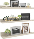 Giftgarden 24 Inch Floating Shelves for Wall, Creamy White Beige Wood-Grain Wooden Shelf Ledge for Bathroom Kitchen Living Room Nursery Bedroom Picture, Set of 3 Different Sizes-Ruum Studio Home