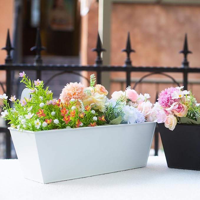 Wall Hanging Planters for Outdoor Plants 16 Inch Large Metal Fence Pots with Hooks for Outside Garden Balcony Plants 3PCS（Black）-Ruum Studio Home