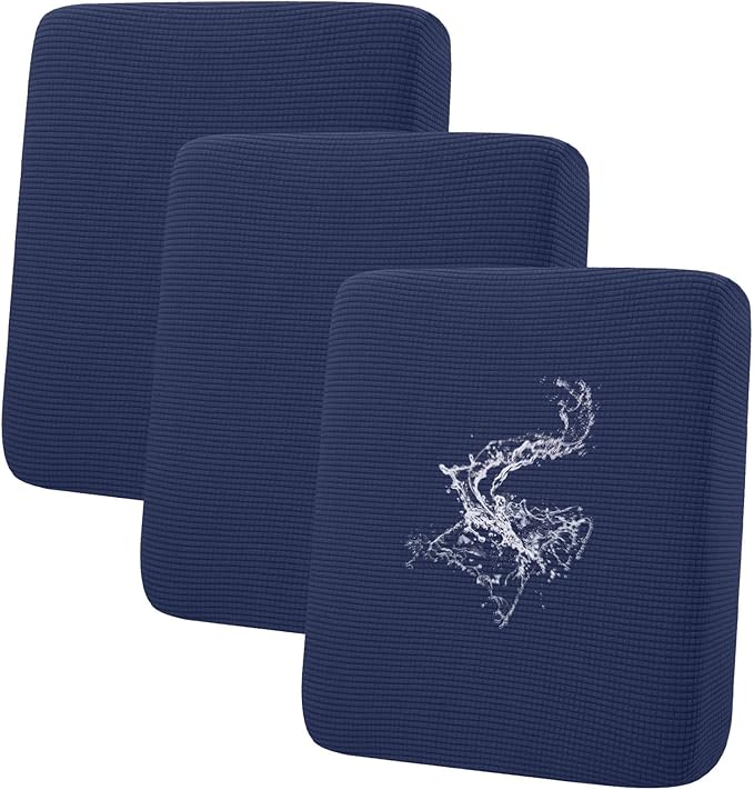 hyha Waterproof Couch Cushion Covers for Pets, Non Slip Sofa Seat Cover for Dogs Washable, Soft Thick Stretch Jacquard Fabric, Sofa Slipcovers with Elastic Bottom (3 Pieces, Navy)-Ruum Studio Home