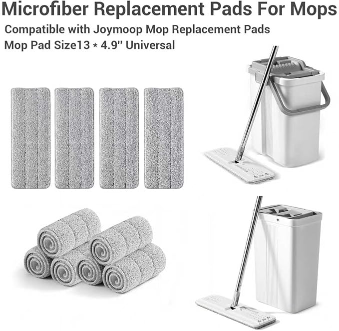 10Pcs Joymoop Mop Replacement Pads, 13 * 4.9'' Universal Mop Pads Mop Head Refills Washable Wet Mop, Compatible with Most 11-13” Size Mops，-Ruum Studio Home