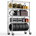 5-Shelf Storage Shelves,Wire Shelving Heavy Duty Metal Storage Shelving Unit Adjustable Garage Shelving Rack Pantry Kitchen (Chrome, 5 Tier,17.7" D x 47.2" W x 76.7" H)-Ruum Studio Home