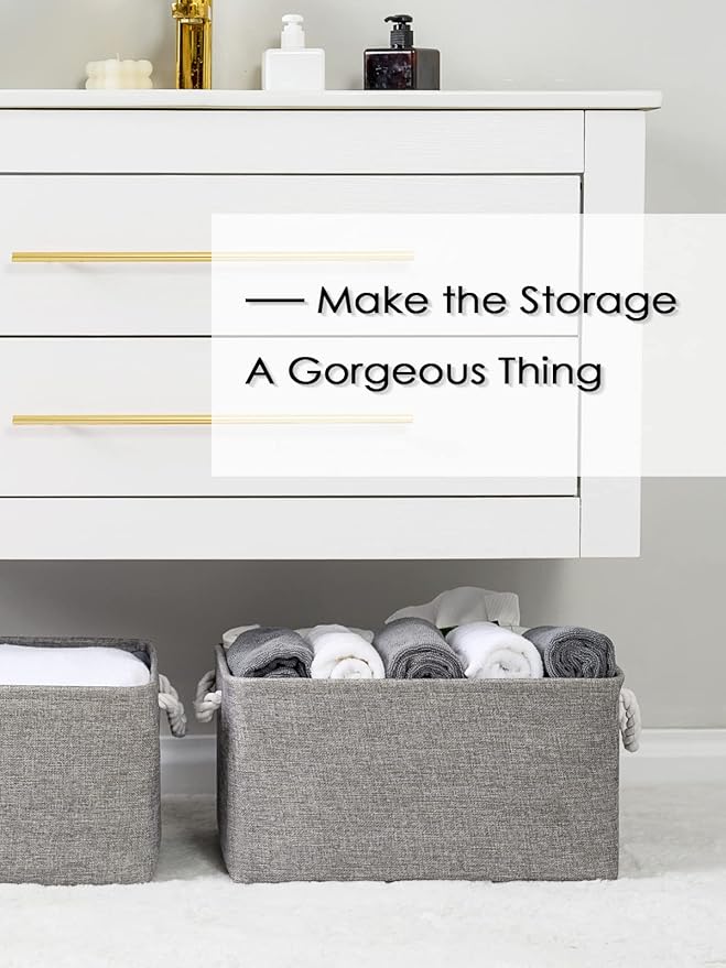 TheWarmHome Large Storage Bins- Storage Baskets for Organizing Shelves, Basket Organizer for Closet Bookshelf Dog Toy Nursery Clothes Laundry Home Organization, Fabric Storage Cubes W/Handles-Ruum Studio Home