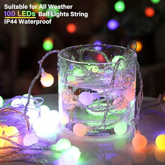 Minetom 33 Feet 100 Led Mini Globe String Lights, USB Fairy String Lights Plug in, 8 Modes with Remote, Decor for Indoor Outdoor Party Wedding Christmas Tree Garden, Warm and Multi-Ruum Studio Home