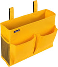 Surblue Bedside Caddy Hanging Bed Organizer Storage Bag Pocket for Bunk and Hospital Beds, College Dorm Rooms Baby Bed Rails, Camp 4 Pockets and 2 Hooks (Small, Yellow)-Ruum Studio Home