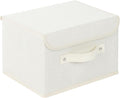 Storage Boxes, Collapsible Storage Bins with Lids, Cotton and linen cloth Storage Baskets with Handle, for Books, Closet, Bedroom, Home, 10.2x7.9x6.7 in, Beige-Ruum Studio Home