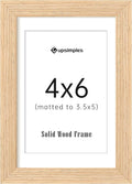 upsimples 4x6 Picture Frame, Natural Solid Wooden Picture Frames, Display 3.5x5 with Mat or 4 x 6 Without Mat, Wall or Tabletop, 1 Pack, Natural-Ruum Studio Home